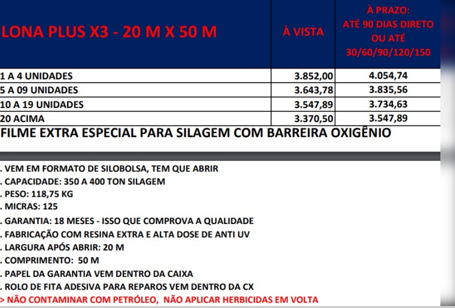 LONA PLUS X3 - 20 M X 50 M
