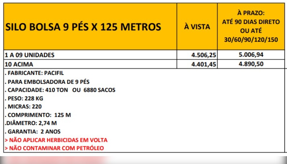 SILO BOLSA 9 PÉS X 125 METROS