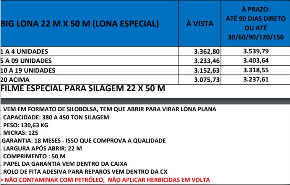 BIG LONA 22 M X 50 M (LONA ESPECIAL)