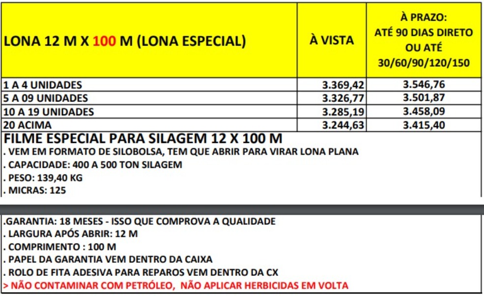 LONA 12 M X 100 M (LONA ESPECIAL)