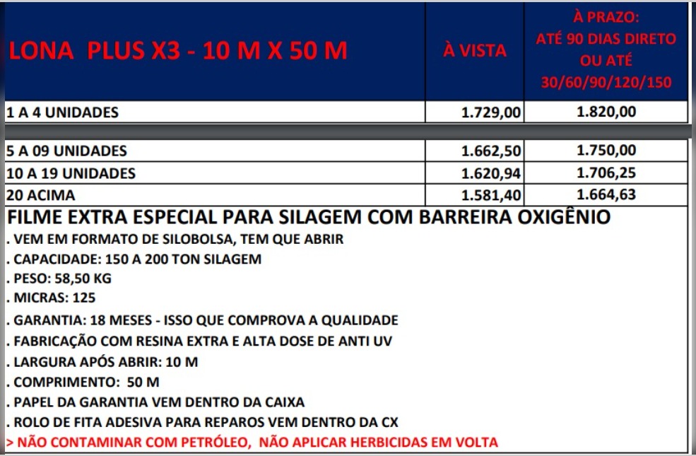 LONA PLUS X3 - 10 M X 50 M