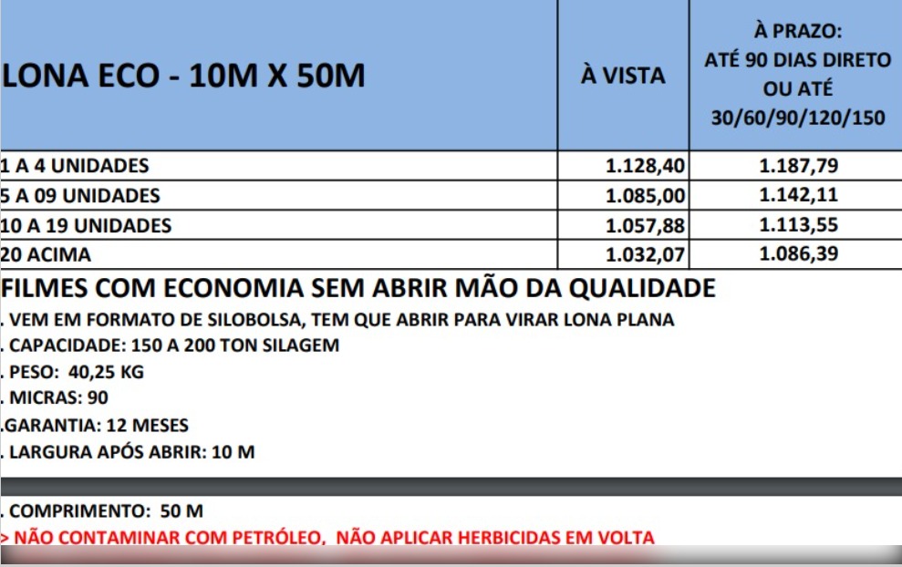 LONA ECO - 10M X 50M