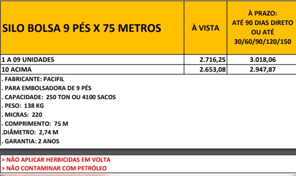 SILO BOLSA 9 PÉS X 75 METROS