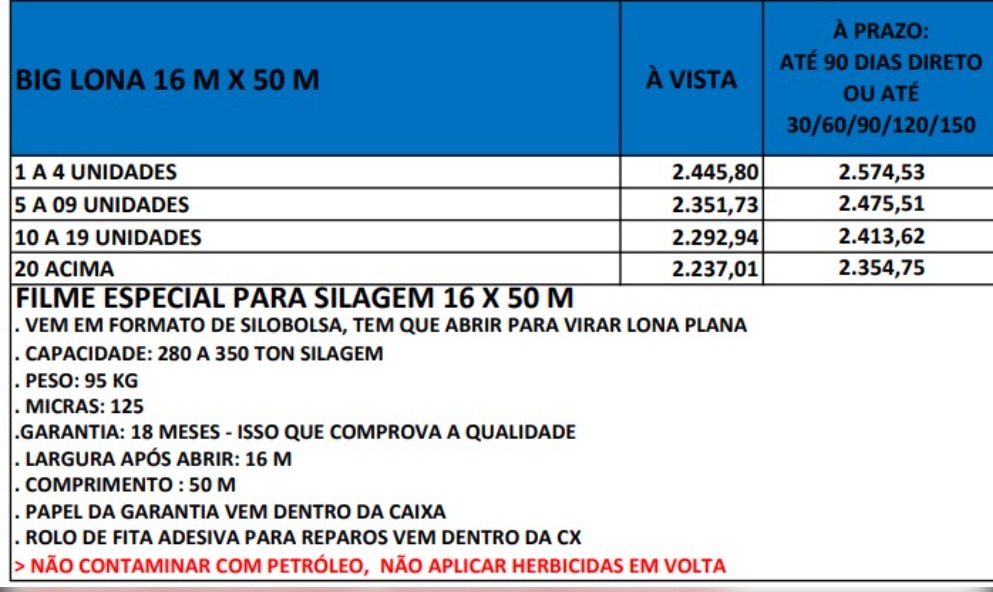 BIG LONA - LARGURAS EXTRAS
