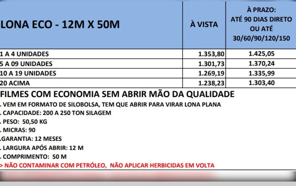 LONA ECO - 12M X 50M