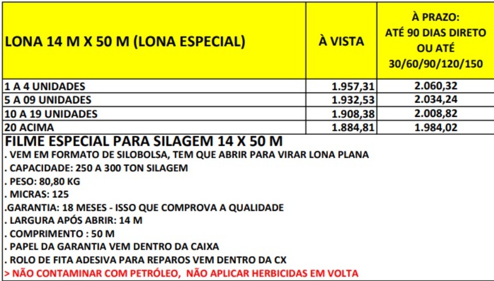 LONA 14 M X 50 M (LONA ESPECIAL)