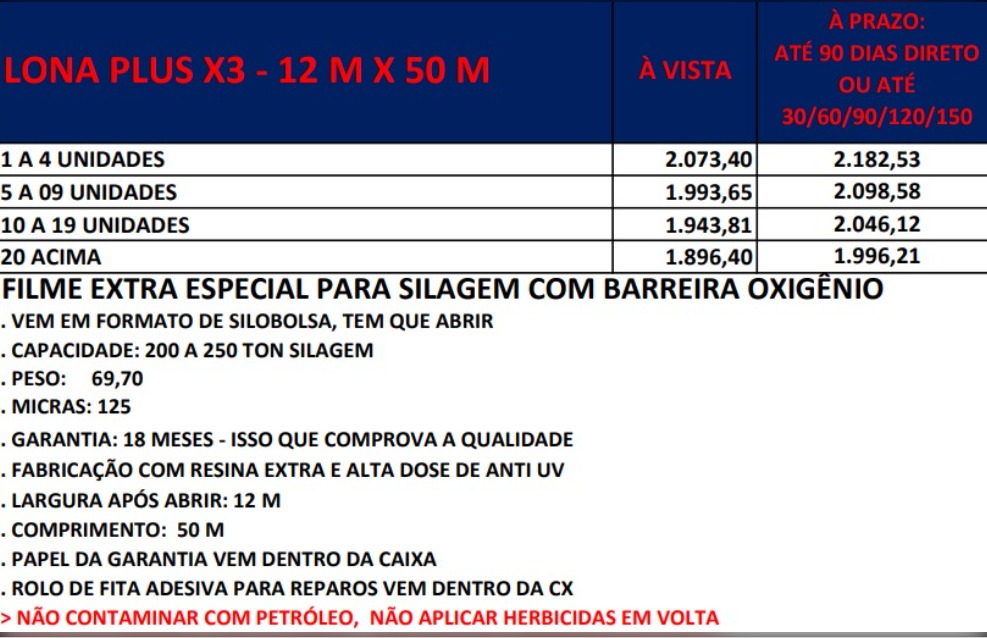 LONA PLUS X3 - 12 M X 50 M
