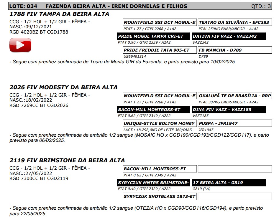 LOTE 34 7269-CC 7300-CC 4020-BZ