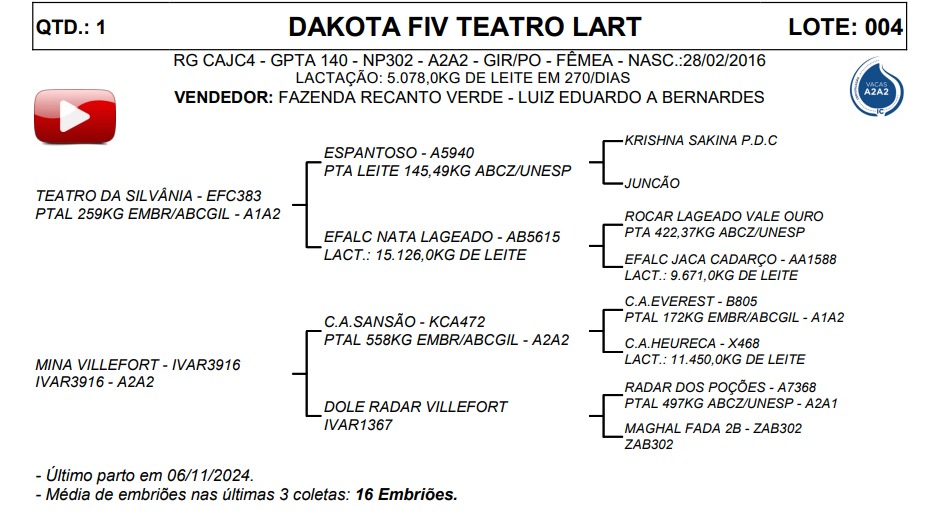 LOTE 04 DAKOTA FIV TEATRO LART CAJC4