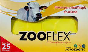 Brinco Zooflex Liso Médio C/pino Amarelo C/25 - Agrozootec