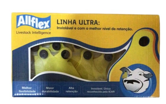 Brinco Médio Liso Amarelo C/25 -allflex