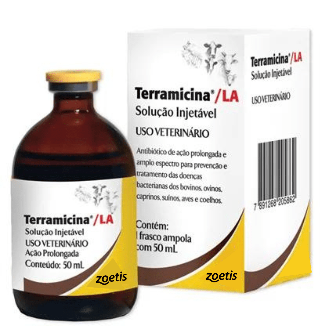 Terramicina La Solução Injetável - Antibiótico Oxitetraciclina 50 Ml - Zoetis