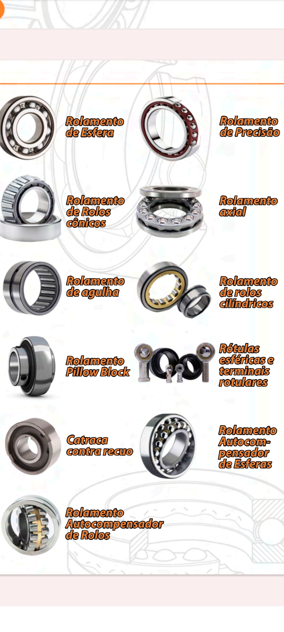 Rolamentos agrícola e industrial peças de reposição