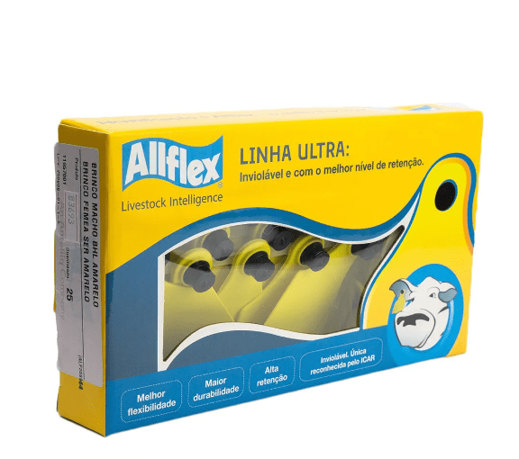 Brinco Maxx Liso Amarelo C/25 - Allflex