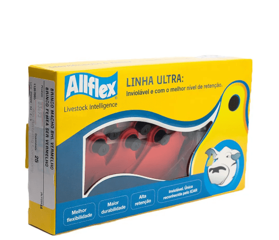 Brinco Grande Liso Vermelho C/25 - Allflex