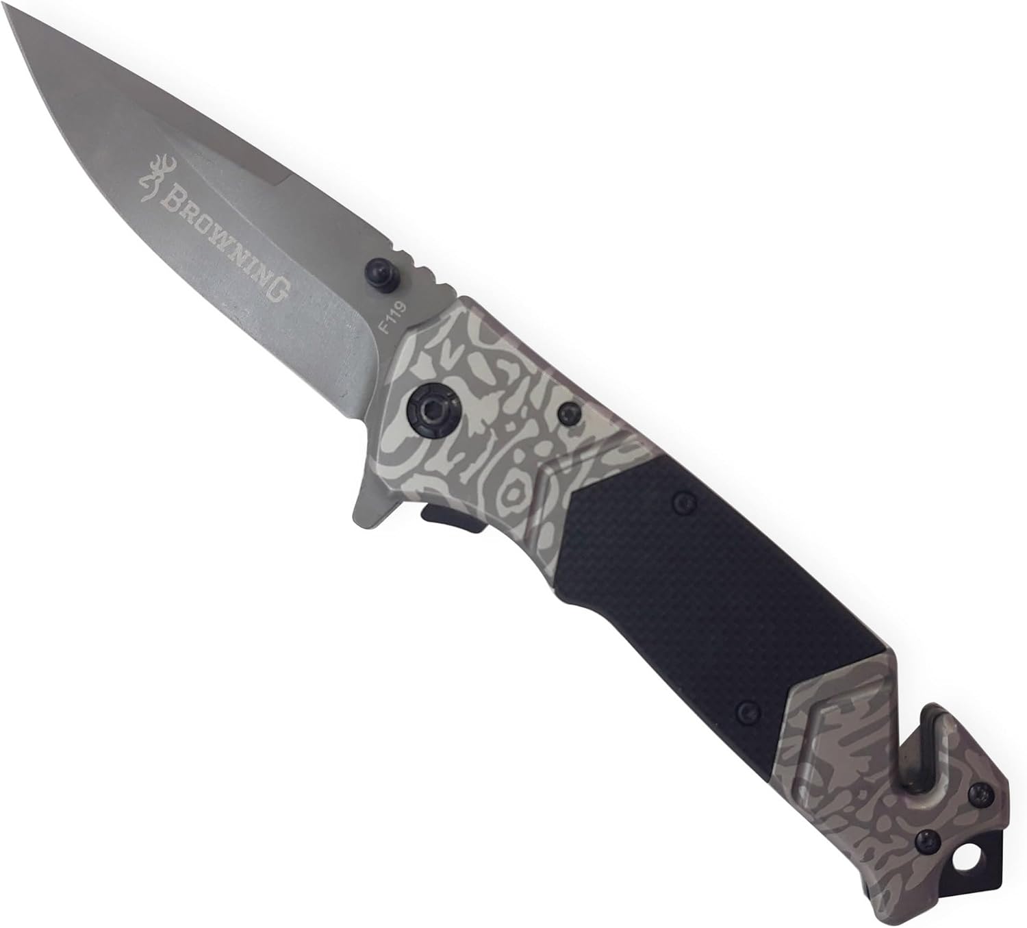 Faca Camping Treino Caça Browning Grey Titanium Drop 3 Funções