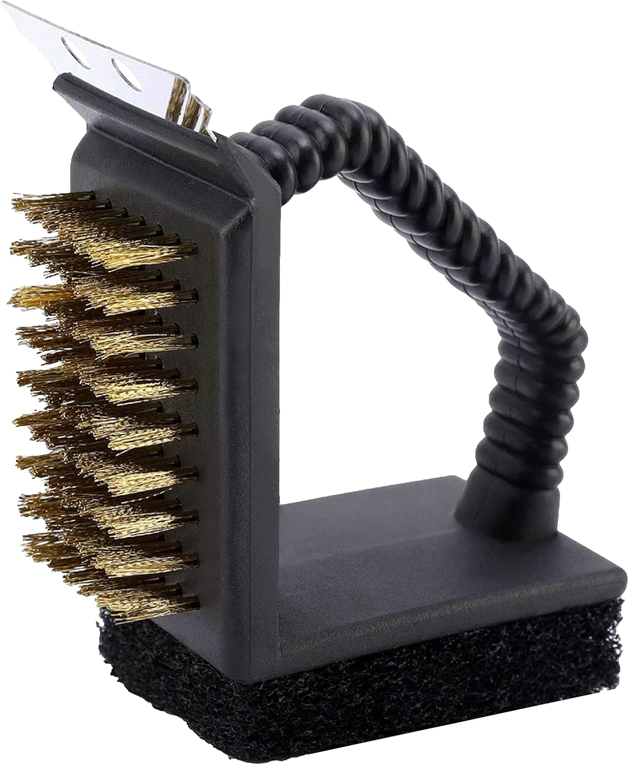 Escova com Espátula 3 em 1 para Limpeza de Grelhas e Espetos