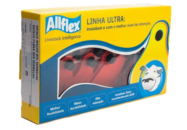 Brinco Médio Liso Vermelho C/25 - Allflex