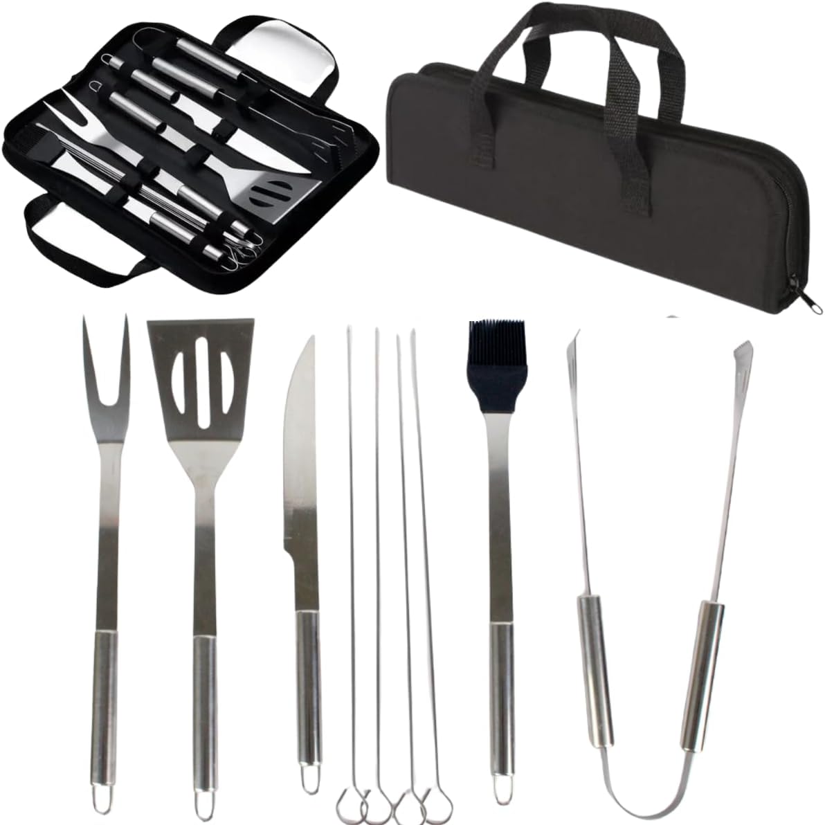 Kit Para Churrasco 9 Peças Com Estojo Resistente E Alça Cabo De Inox Inoxidável Presente Vendana