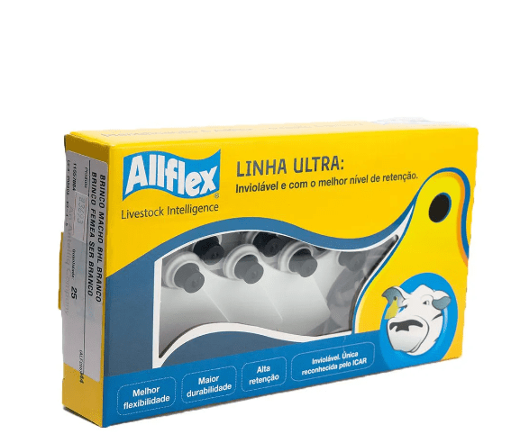 Brinco Grande Liso Branco C/25 - Allflex