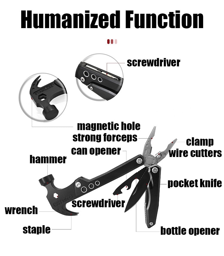 Stainless 5 em 1 – Martelo, Alicate, Chave de Fenda, Chave Philips e Alicate