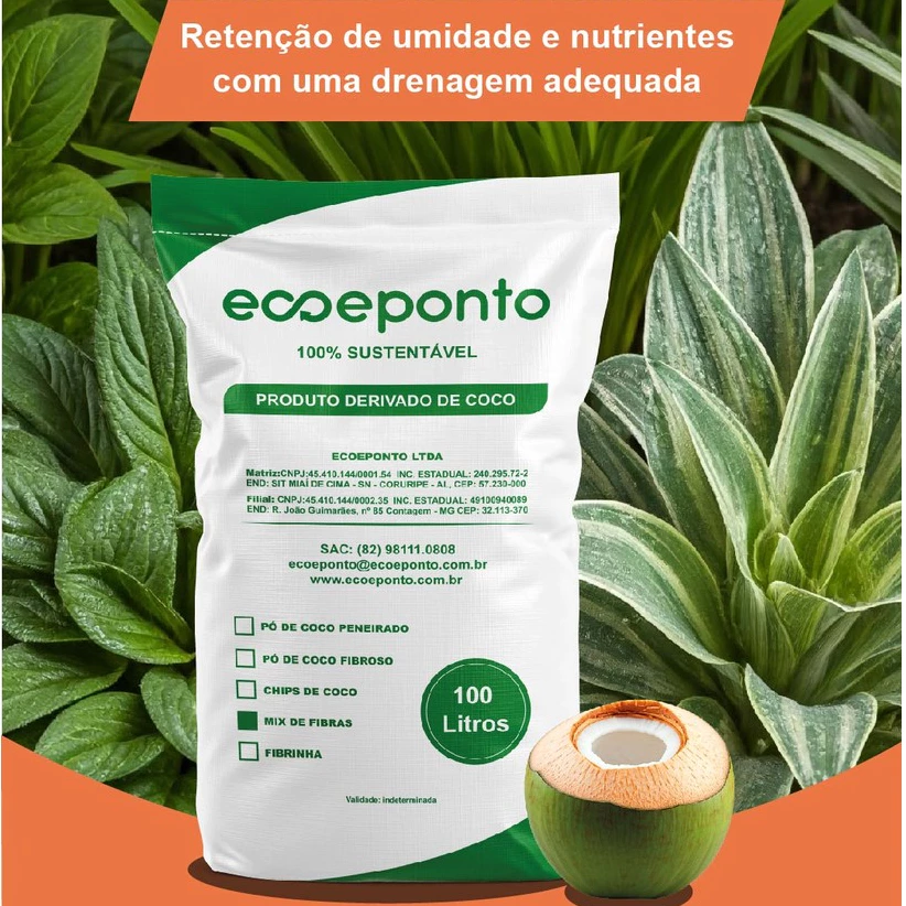 MIX DE FIBRA LAVADO 100L - HORTAS E PLANTAS ORNAMENTAIS