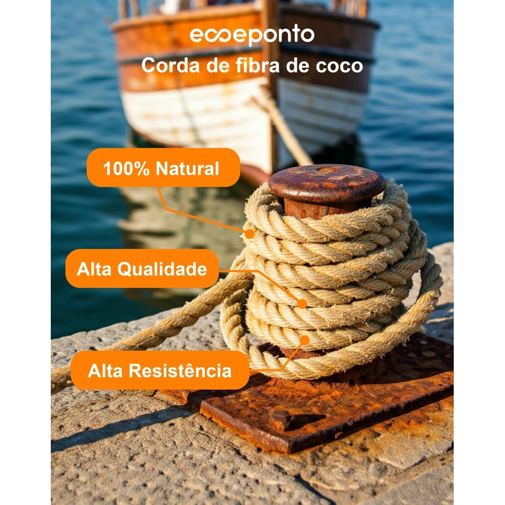 CORDÃO COCOFIBER PREMIUM DE FIBRA DE COCO - ALTA QUALIDADE E RESISTÊNCIA - ROLO 9,6 KG