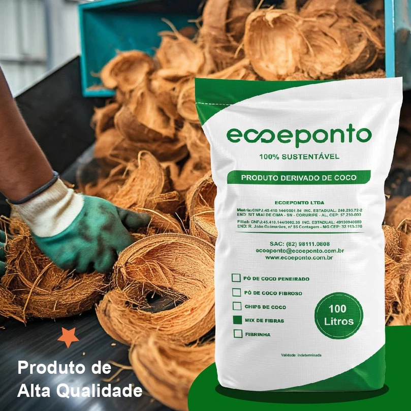 MIX DE FIBRA LAVADO 100L - HORTAS E PLANTAS ORNAMENTAIS