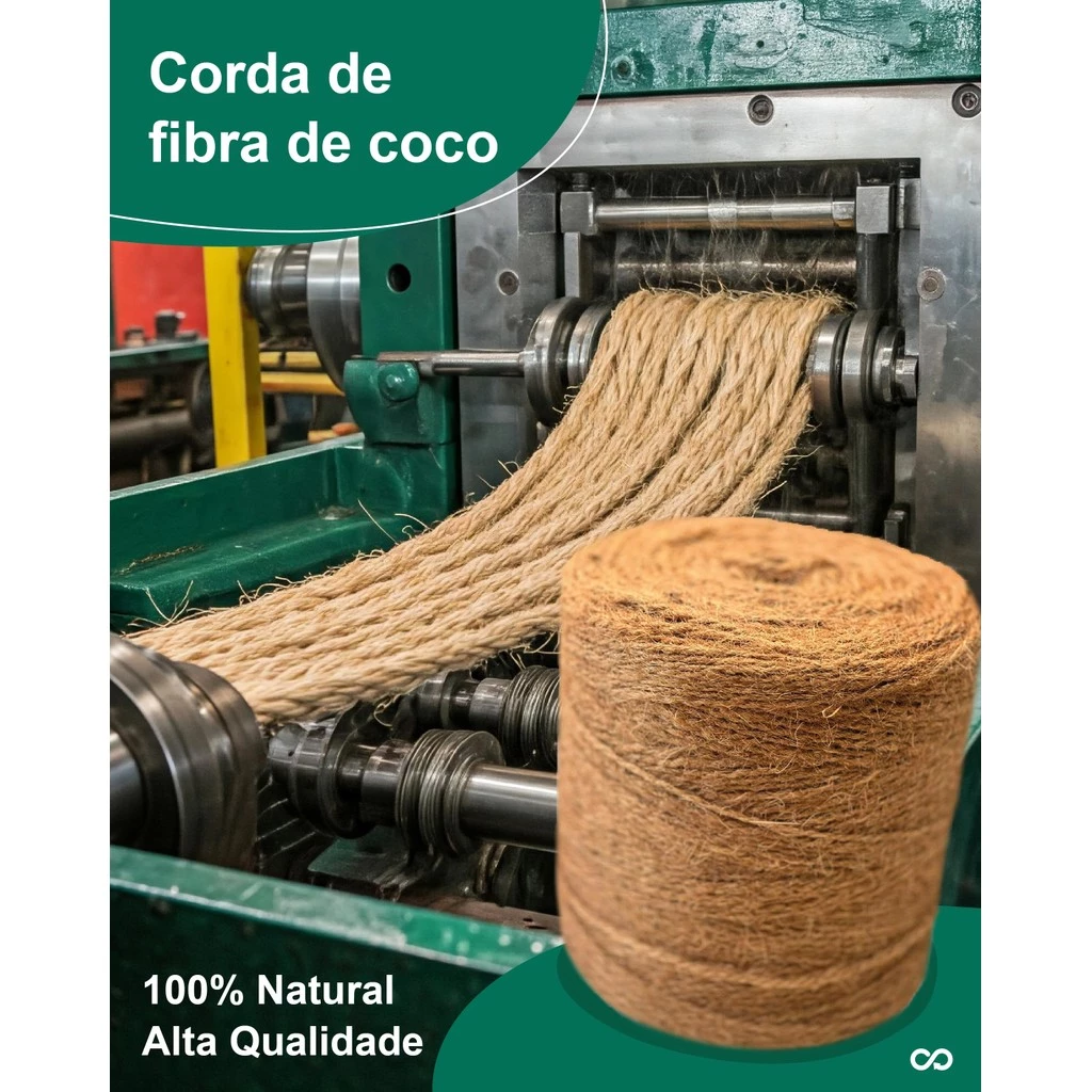 CORDÃO COCOFIBER PREMIUM DE FIBRA DE COCO - ALTA QUALIDADE E RESISTÊNCIA - ROLO 9,6 KG