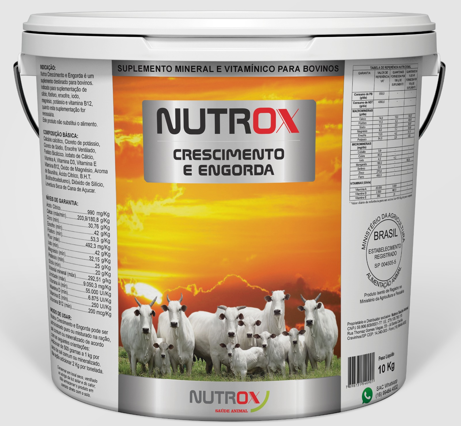 Suplemento Nutrox Crescimento e Engorda para Bovinos de Corte