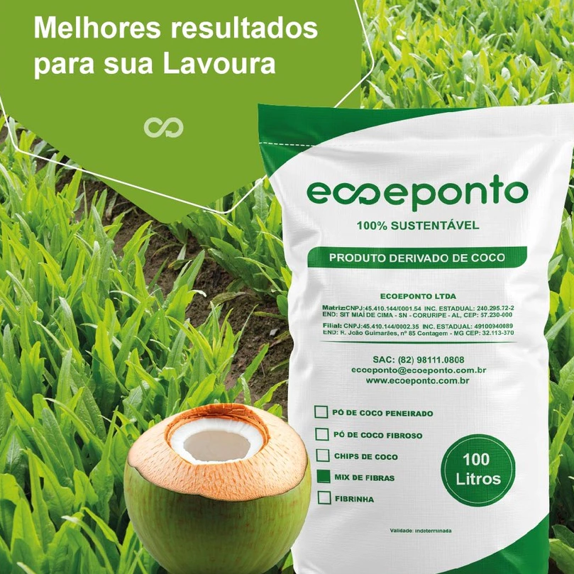 MIX DE FIBRA LAVADO 100L - HORTAS E PLANTAS ORNAMENTAIS