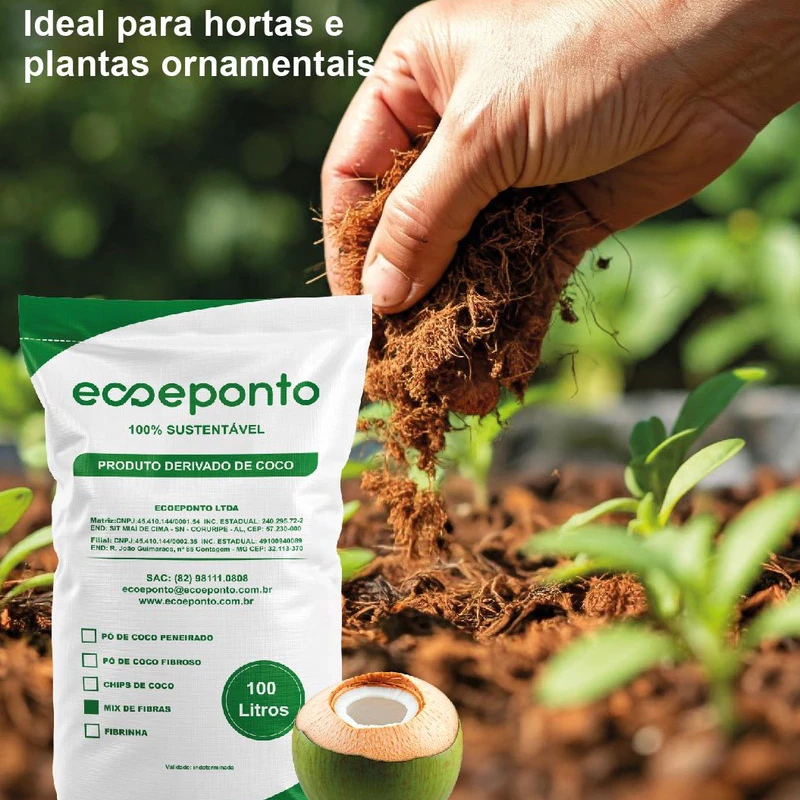 MIX DE FIBRA LAVADO 100L - HORTAS E PLANTAS ORNAMENTAIS