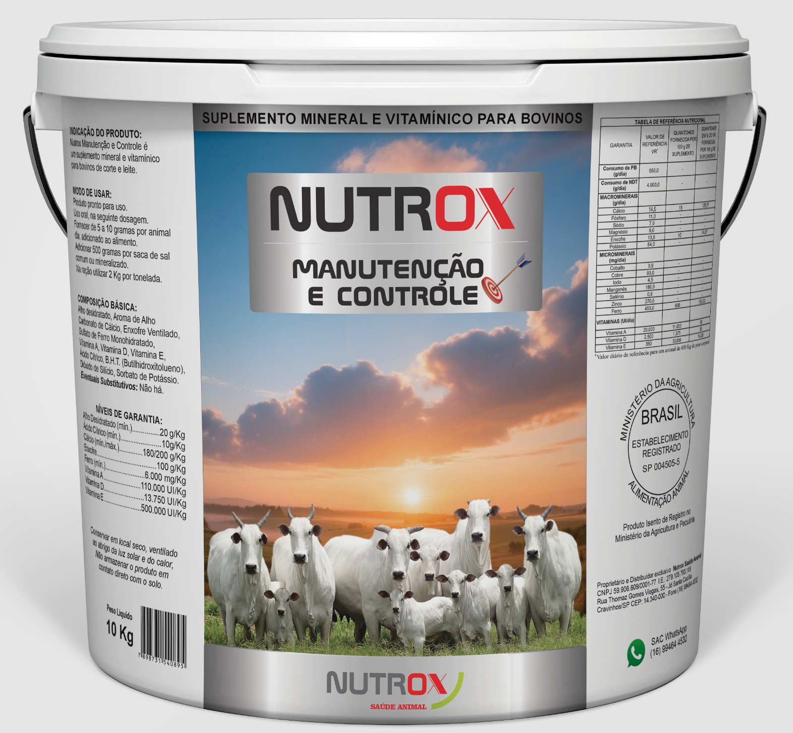 Suplemento Nutrox Manutenção e Controle para Bovinos