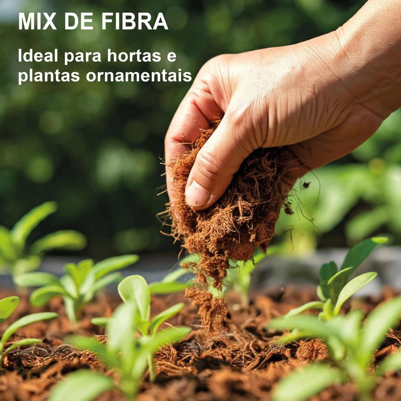 MIX DE FIBRA LAVADO - 6L - HORTAS E PLANTAS ORNAMENTAIS