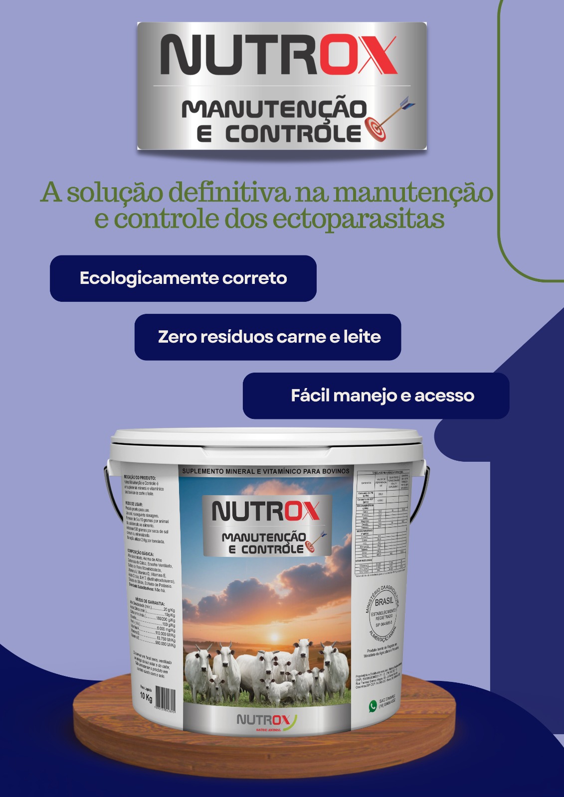 Suplemento Nutrox Manutenção e Controle para Bovinos
